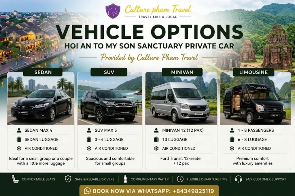 Hoi An to My Son Sanctuary private car- Culture Pham Travel