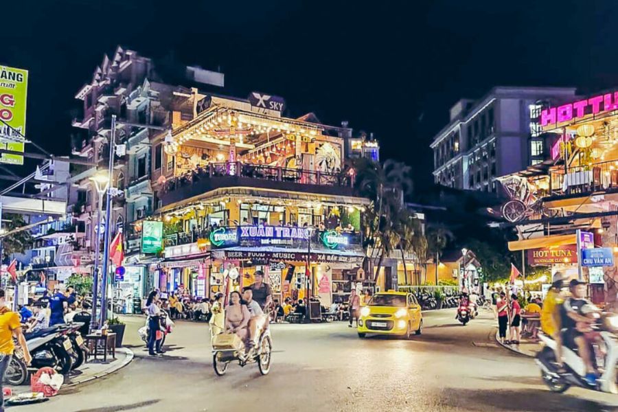 Night walking street in Hue