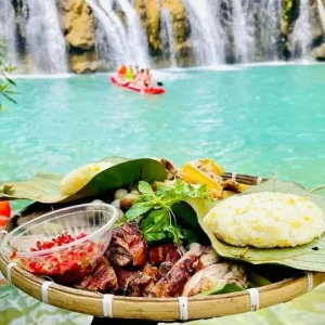 Enjoy local food at Ta Puong Waterfall